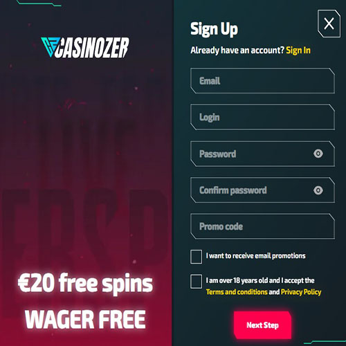 Casinozer sign up.